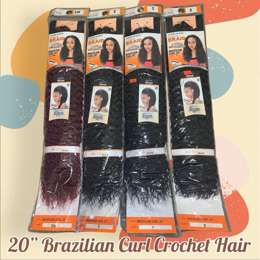 20” Brazilian Curl Crochet Hair (4 packs)